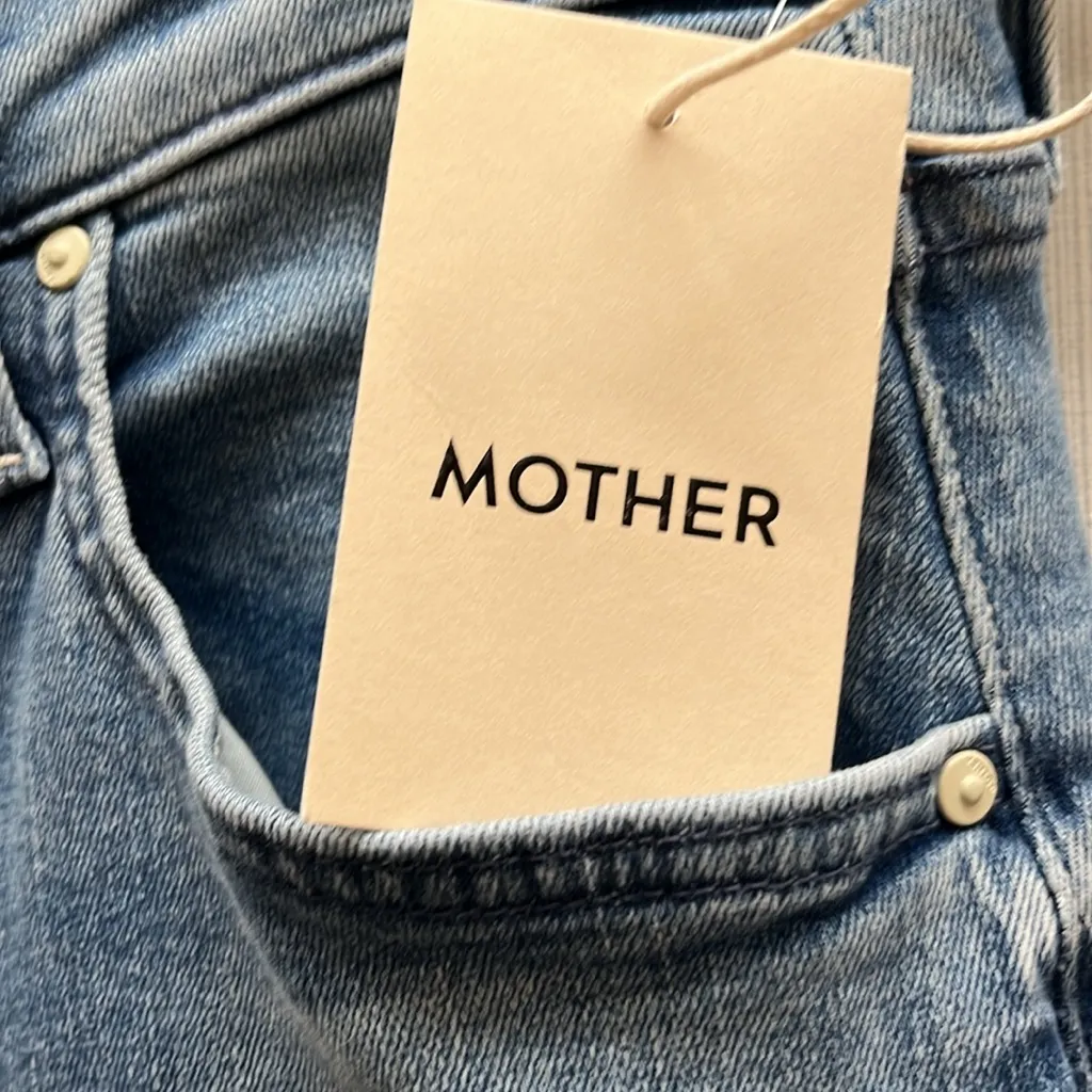 NWT MOTHER DENIM THE TRIPPER ANKLE FRAY JEANS ALL OVER THE MAP LIGHT BLUE 28 - Image 7