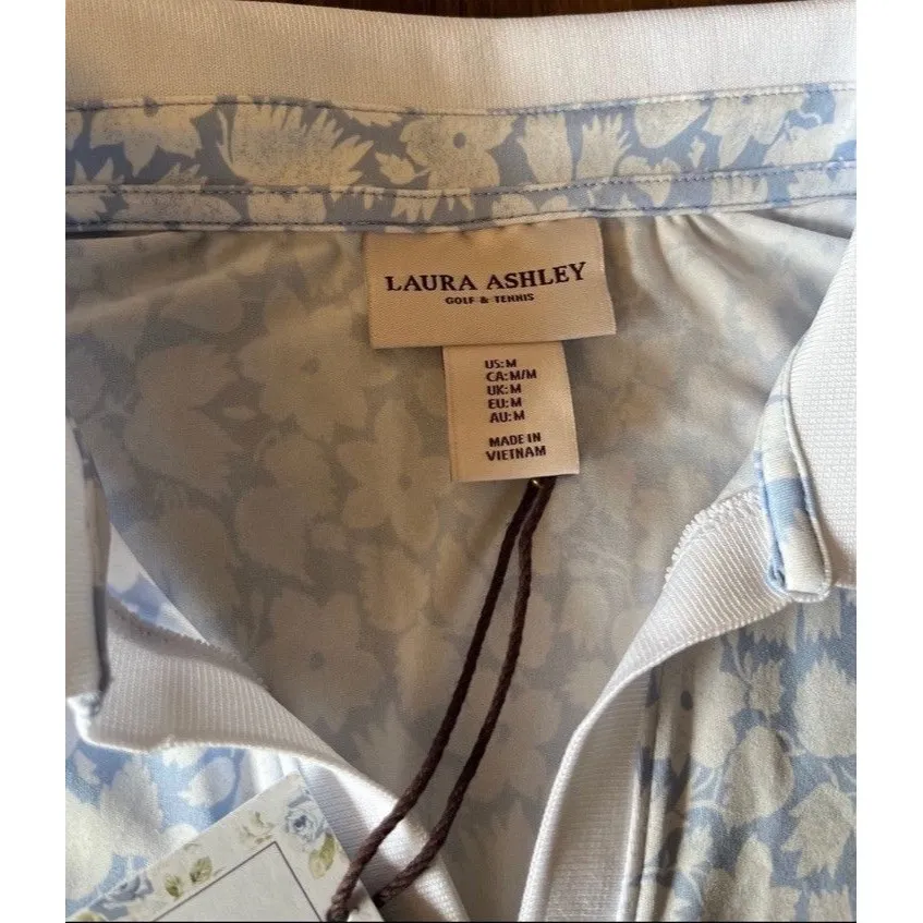 Laura Ashley Golf & Tennis Active Sleeveless Polo White & Blue Floral Size M - Image 6
