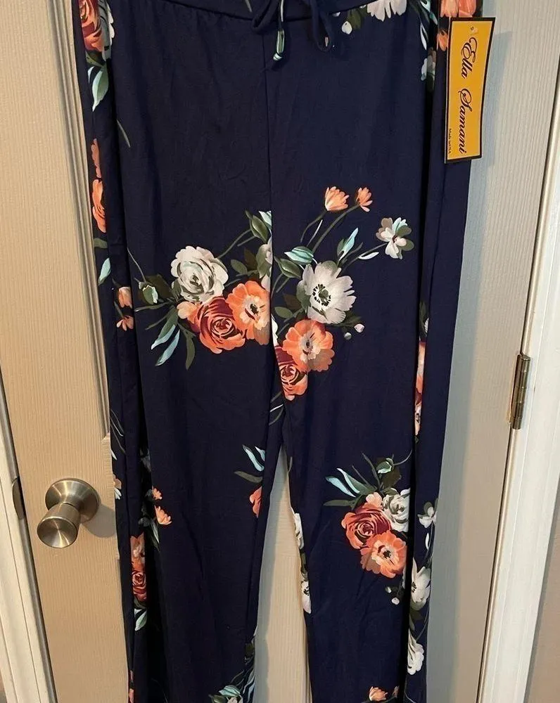 Elle Samani Nwt Floral Drawstring Palazzo Pants - Image 5