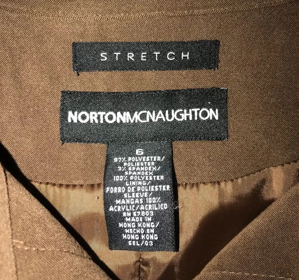 NORTON MCNAUGHTON STRETCH BROWN JACKET SIZE 6 - Image 3