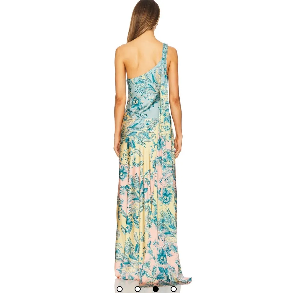 NEW HEMANT AND NANDITA One Shoulder Long Dress in Blue Yellow Mix - Image 3