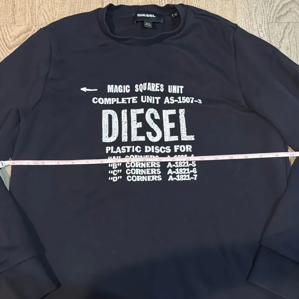 Diesel Authentic Women’s Medium Black Logo Pullover 100% cotton Sweatshirt Magic - Image 5