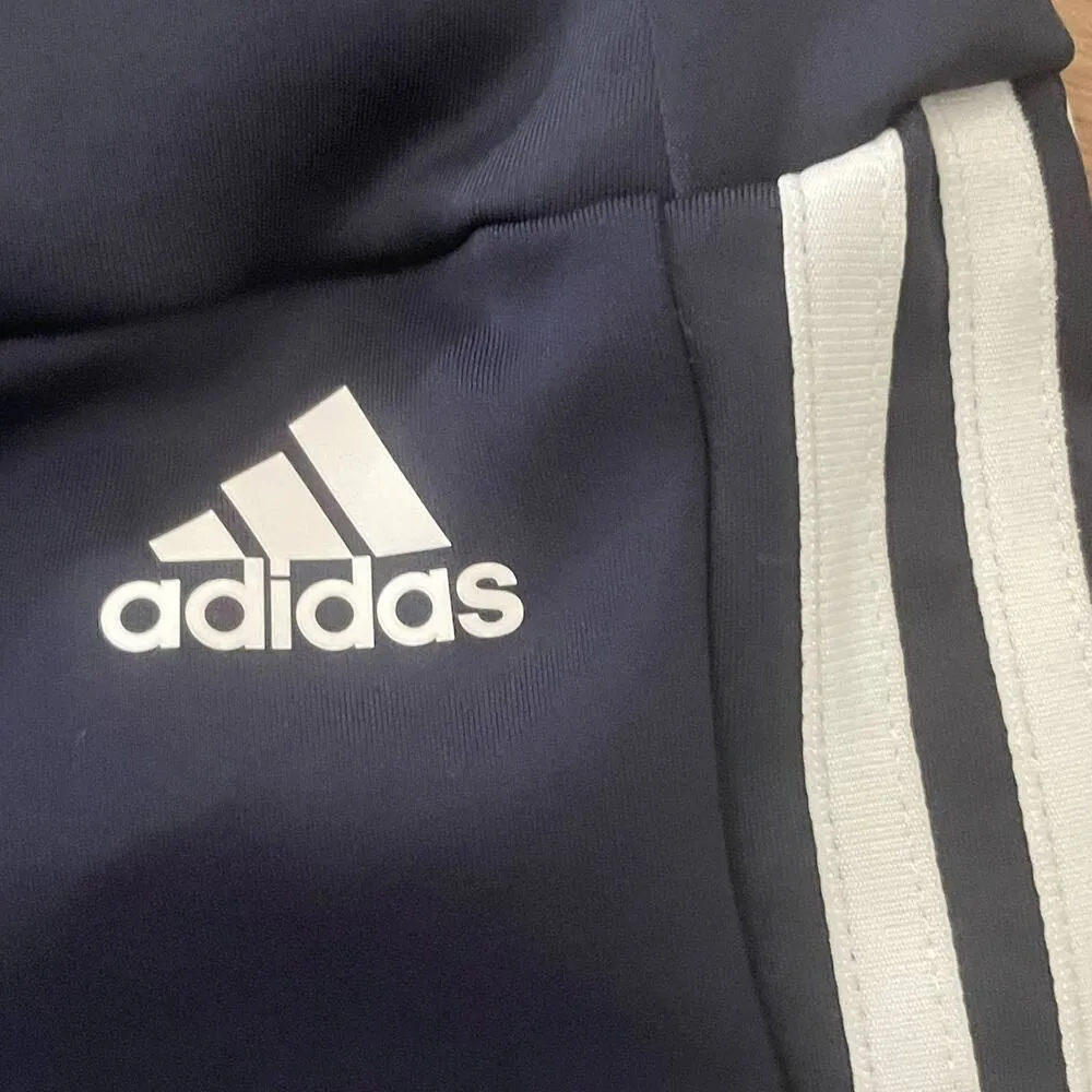 NWT Adidas Tight Fit Bike Shorts XS Navy White Three Stripe Blue - Image 4