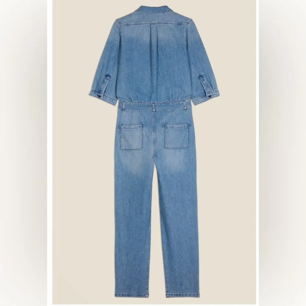 Ba&sh Combinaison Frida Denim Jumpsuit, Blue Size L New with Tag Retail $345.00 - Image 4