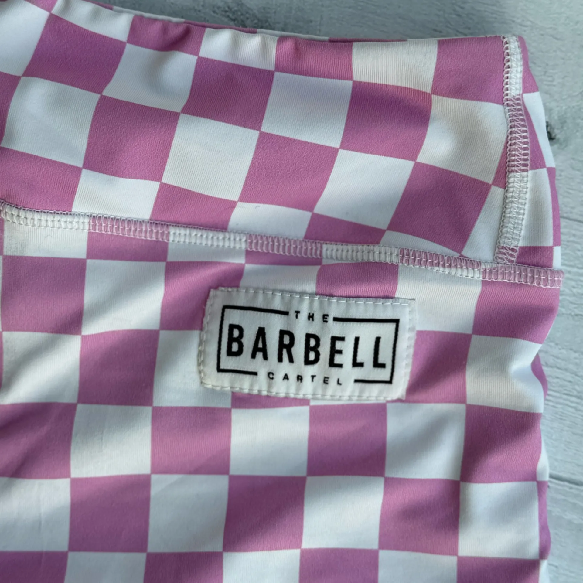 The Barbell Cartel RARE Pink and White Checkered Comp Short 2.5” Size S - Image 6