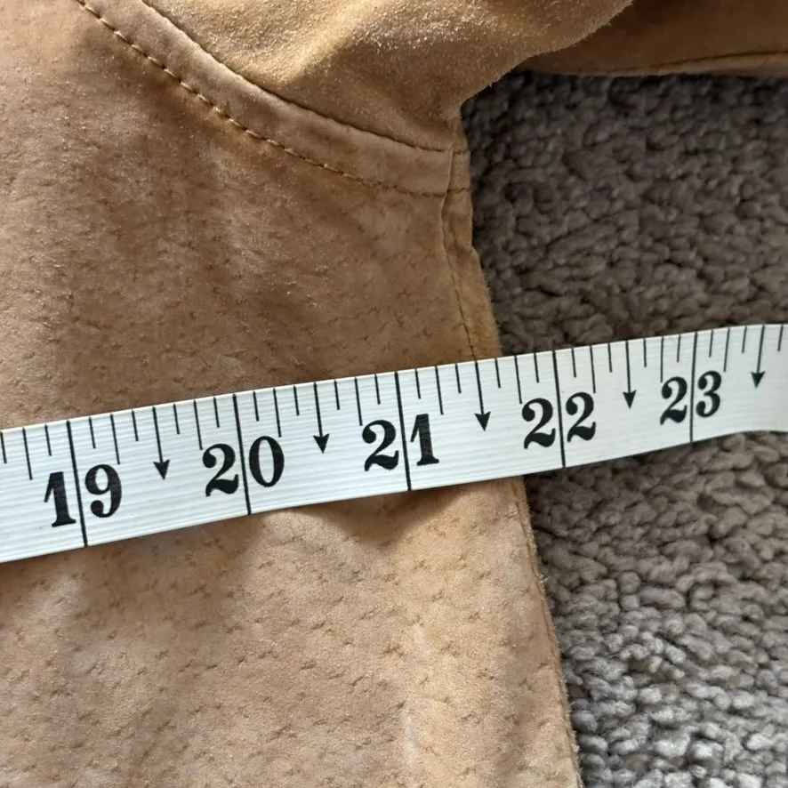 Vintage Moda International Genuine Leather Suede Jacket Sz‎ M Tan Classic y2k Brown Size M - Image 3