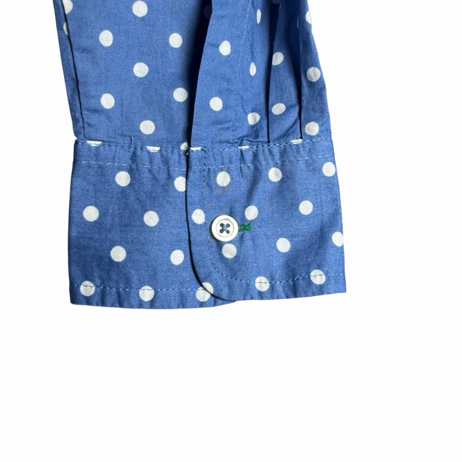 Talbots Womens Small Petite Blue White Polka Dot Top 100% Cotton Classic Preppy - Image 7