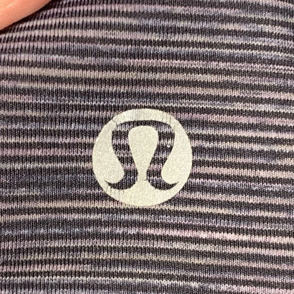 Lululemon Run Inspire Crop Women's Slate Stripe Capri Leggings Black Gray Size X - Image 11