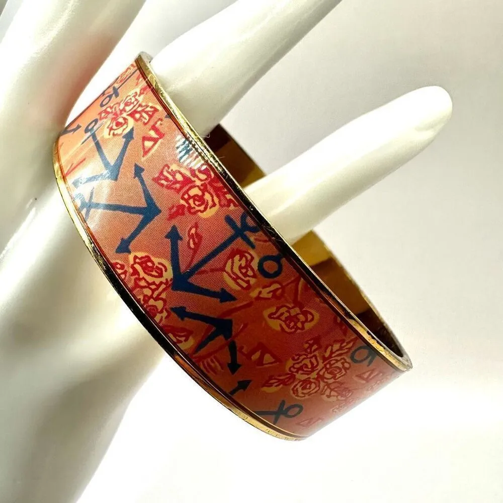 Lilly Pulitzer coral and gold tone nautical pattern bangle bracelet - Image 2