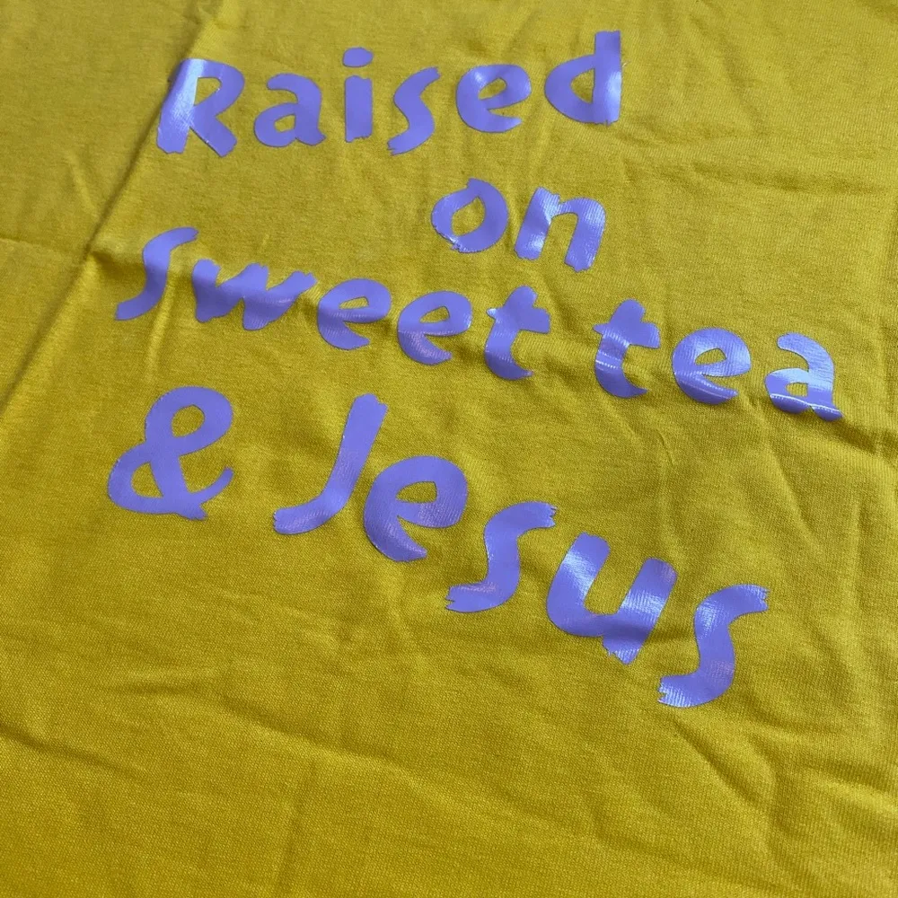 Raised on sweet tea & Jesus Womens shirt sleeve shirt - Image 6