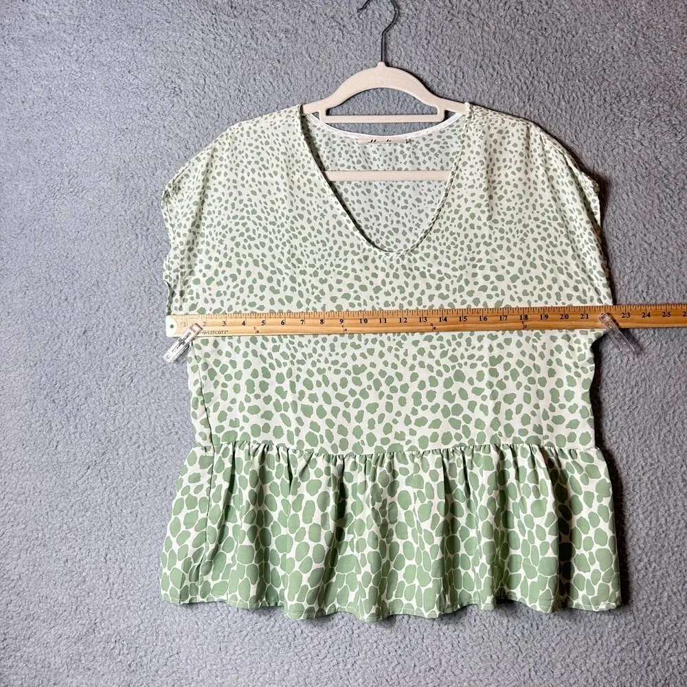 Haptics by Holly Harper Top Women XS Mint Fresh Short Sleeve Spots Oversized NEW Green - Image 4