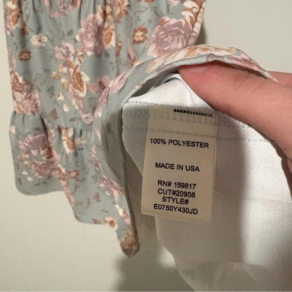 LAltar’d State floral tiered tie Mini Dress sage green Size XL - Image 5