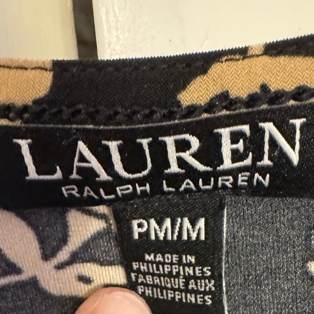 Lauren Ralph Lauren black label Floral Belted Jersey Cap-Sleeve Dress black M P - Image 7