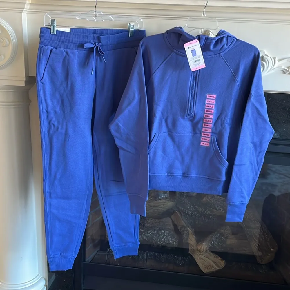 Jogging Suit Sweatshirt Scuba Neck Sweatpants Cotton Fleece Hoodie Joggers Small - Image 5