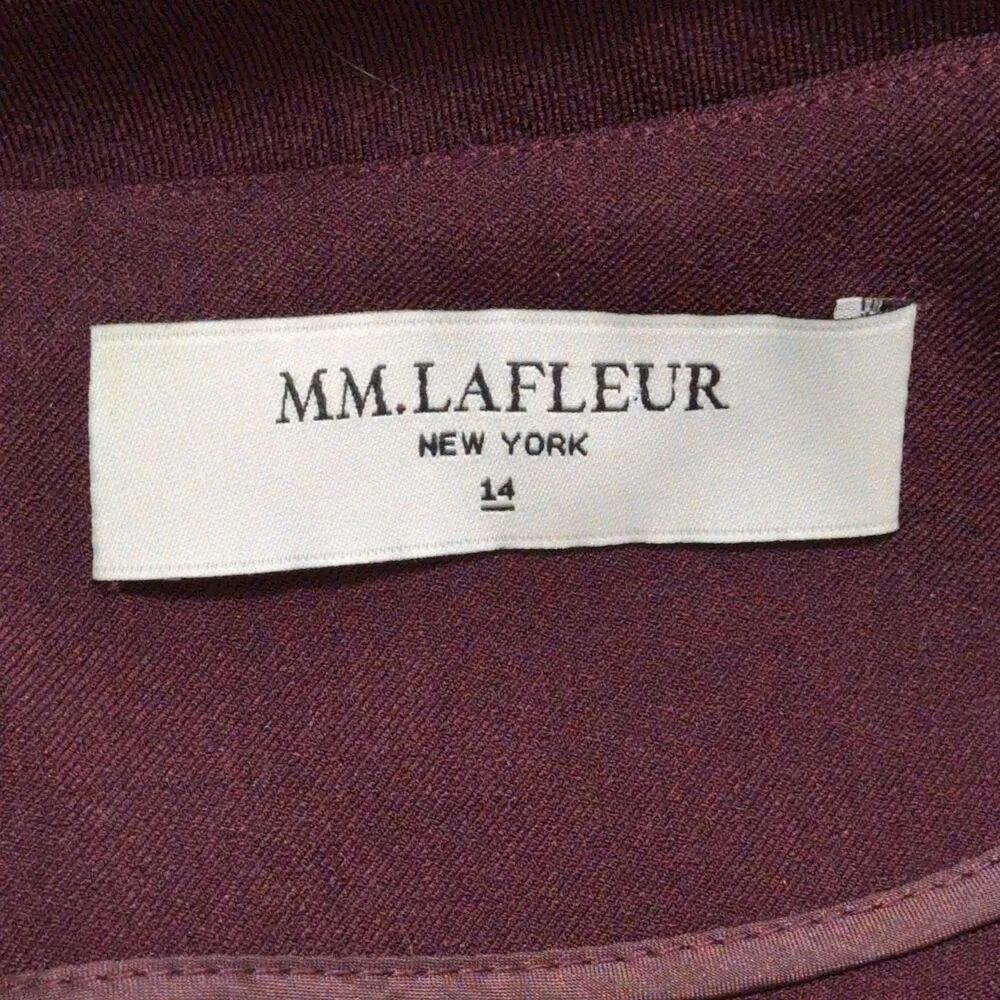 MM LaFleur Eggplant Sheath Dress Crew Neck 3/4 Sleeves Pockets Back Zip Size 14 - Image 7