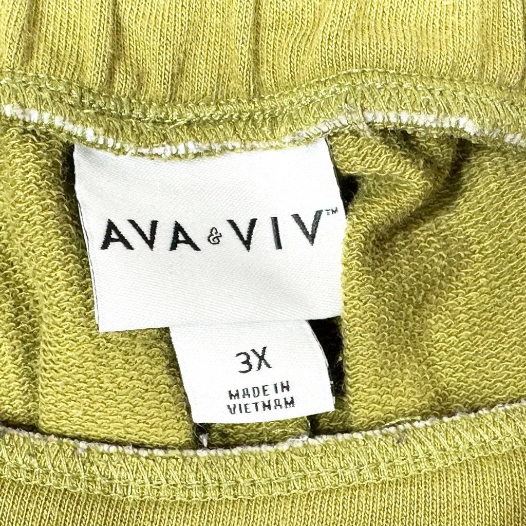 Ava Viv Plus Size 3X Shorts Army Green Pockets Solid Elastic Waist Pull On - Image 9