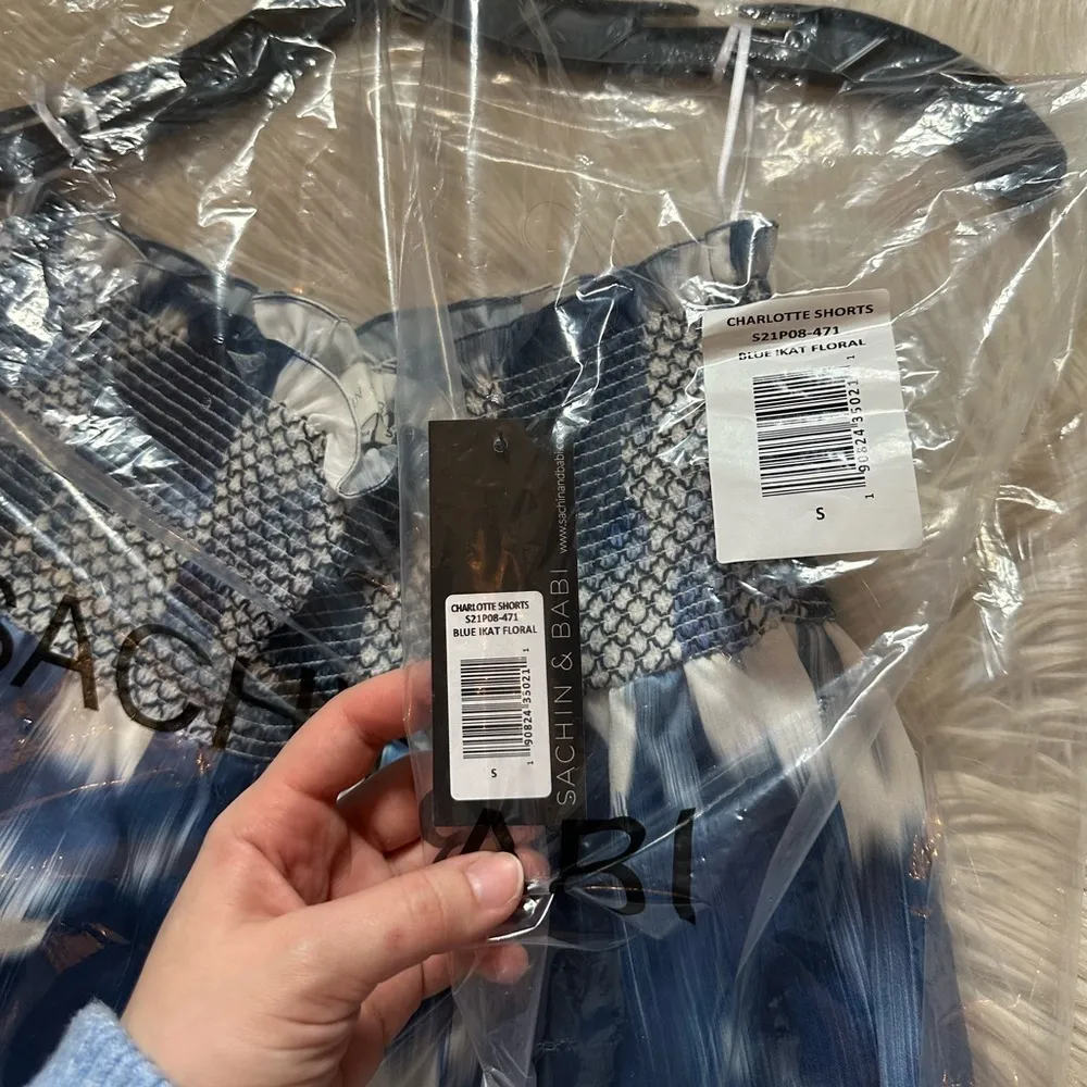 SACHIN + BABI Charlotte Shorts In Blue Ikat Floral - Image 3