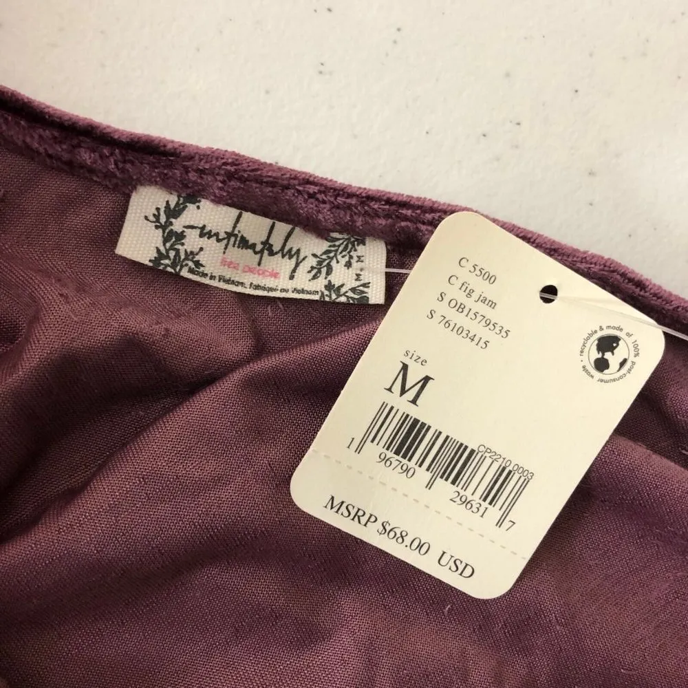 Free People All Night Velvet Tank Tunic Sleeveless Low Back Fig Jam Purple M - Image 5