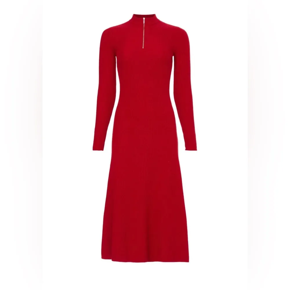 Jason Wu Quarter Zip Mock Neck Dress in Red, Size M EXCELLENT Retail $290 - Image 2
