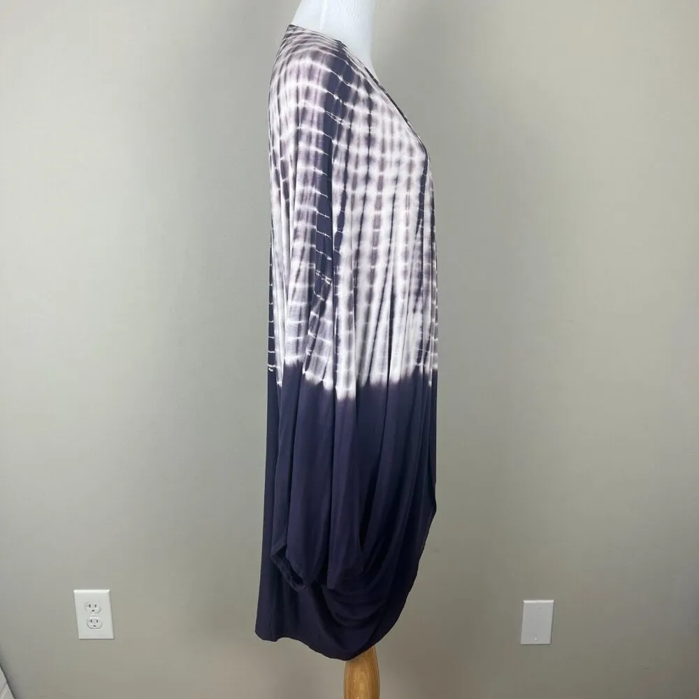 LIVI Cardigan Womens 26/28 Purple Tie Dye Jersey Knit Open Front Kimono Plus New - Image 7