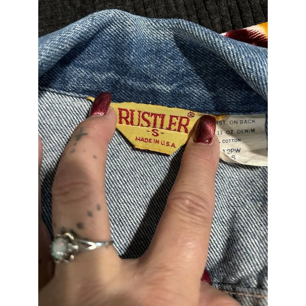 Rustler Women's Jean Jacket Short‎ Dark Wash Denim Size Small Button Up - Image 7