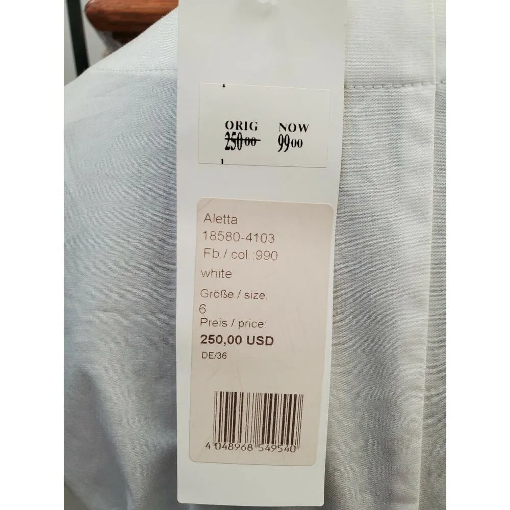 Bloomingdale's ST-Emile Women's White Cotton V-Neck Short Sleeve Blouse Size 6 - Image 7