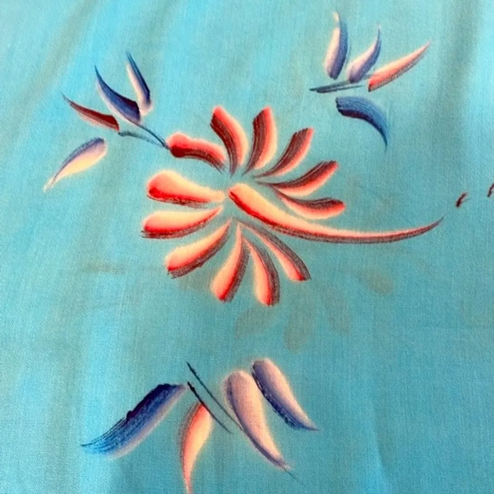 Hibiscus Collection hand painted sarong wrap dress swim cover up or scarf Blue Size undefined - Image 4