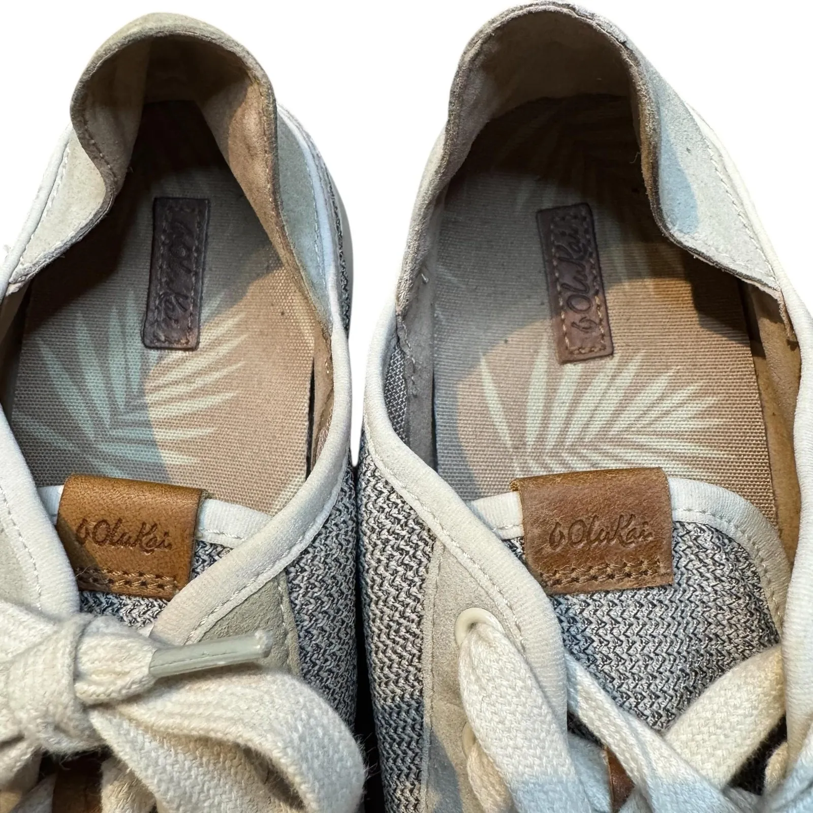 OluKai Pehuea Li Shoes‎ Womens Size 10 Gray White Knit Lace Up Casual 20379 - Image 3