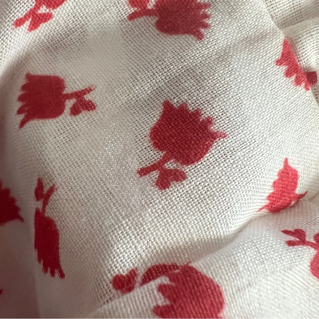 Vintage 1960s Barbizon Seraphim Batiste Red & White Floral Long Nightgown Medium - Image 3