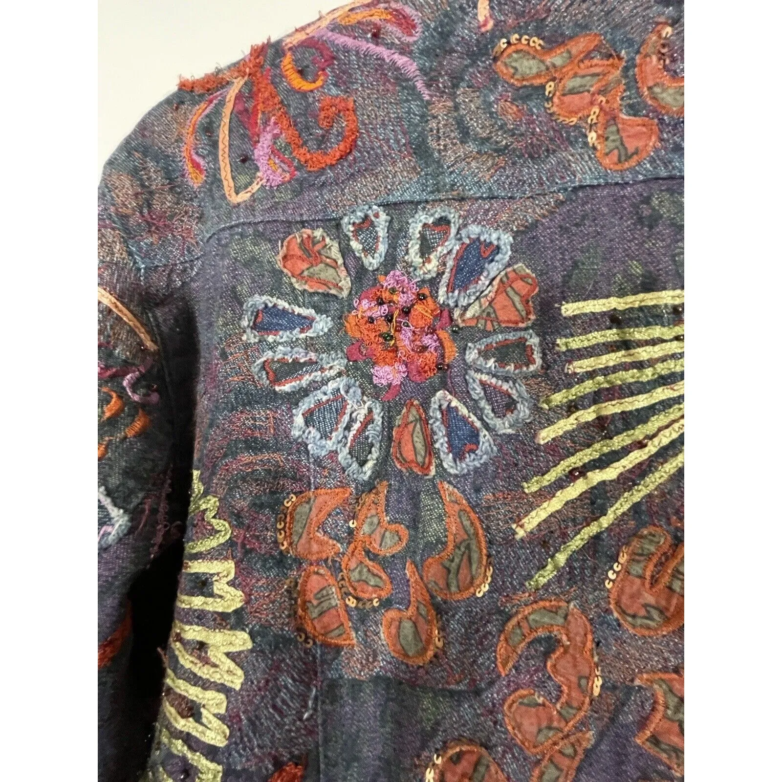 Chicos Soutache Embroidered Jacket Size 2 US 12 Art to Wear Artsy Boho Textured - Image 6