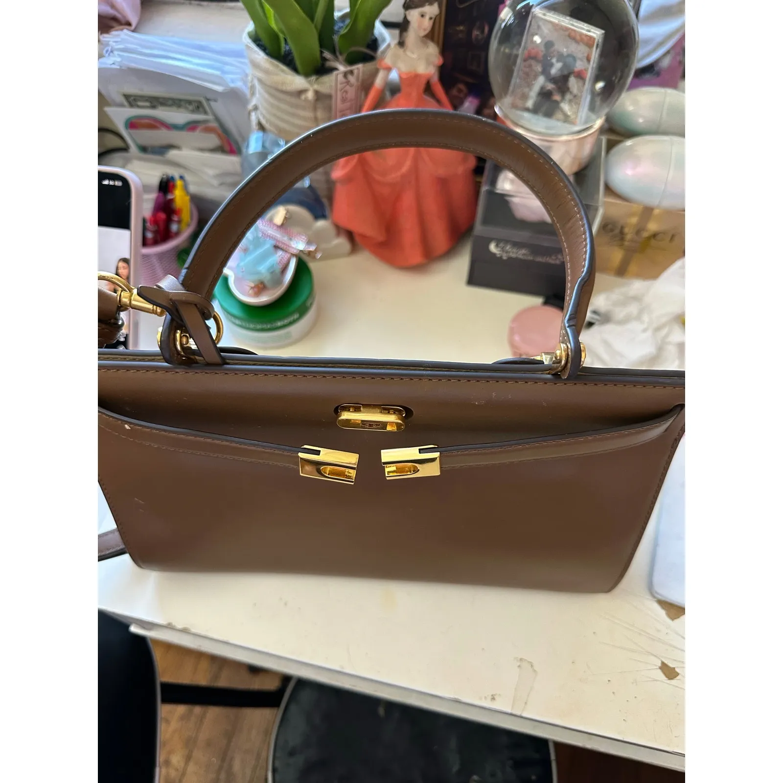 Tory Burch Lee Radziwill Bag Small Brown with Gold Hardware - Image 12