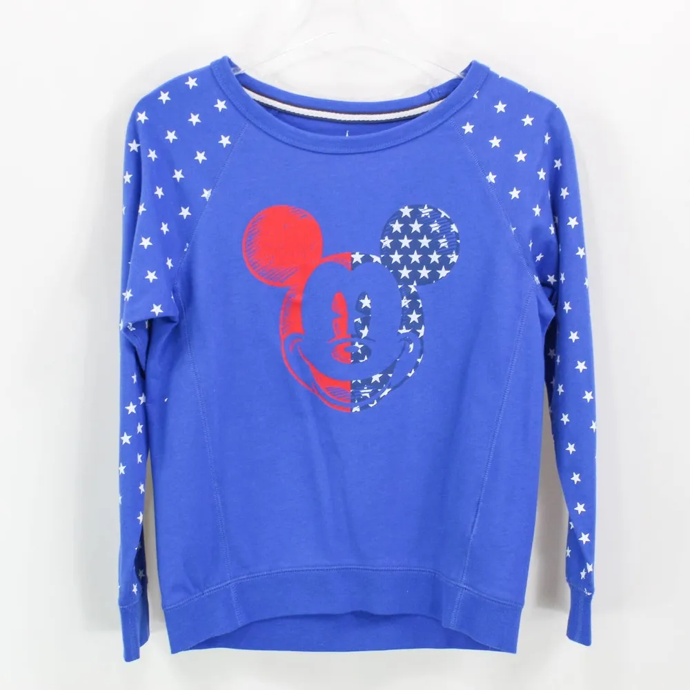 DISNEY Blue Stars Patriotic Mickey Round Neck Pullover Sweater - Image 9
