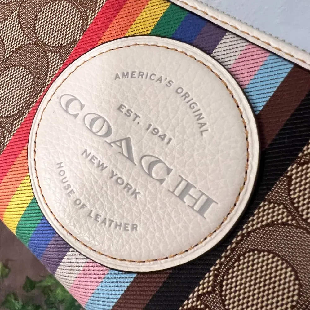 coach Dempsey Large Phone Wallet In Signature Jacquard With Rainbow CJ660 - Image 5