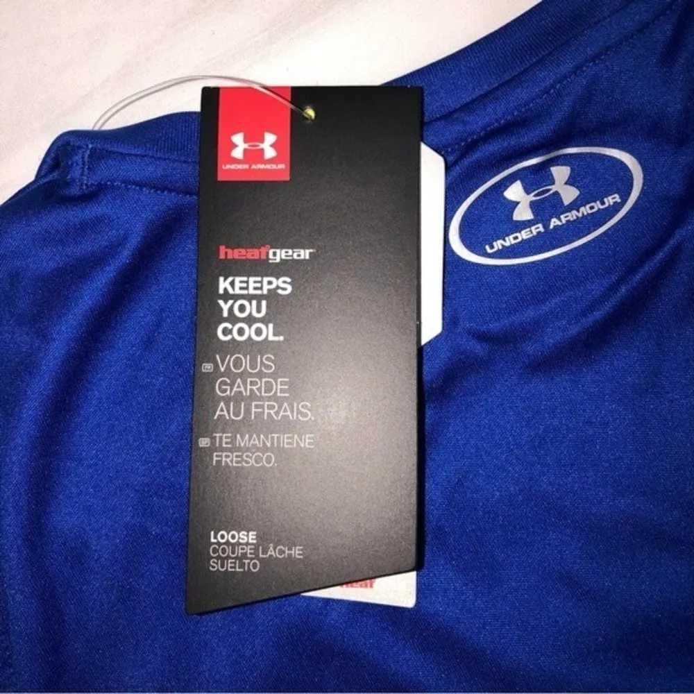 Under Armour USA Heat Gear Ladies Shirt Size M Blue Short Sleeve UPF30 NEW Flag - Image 3