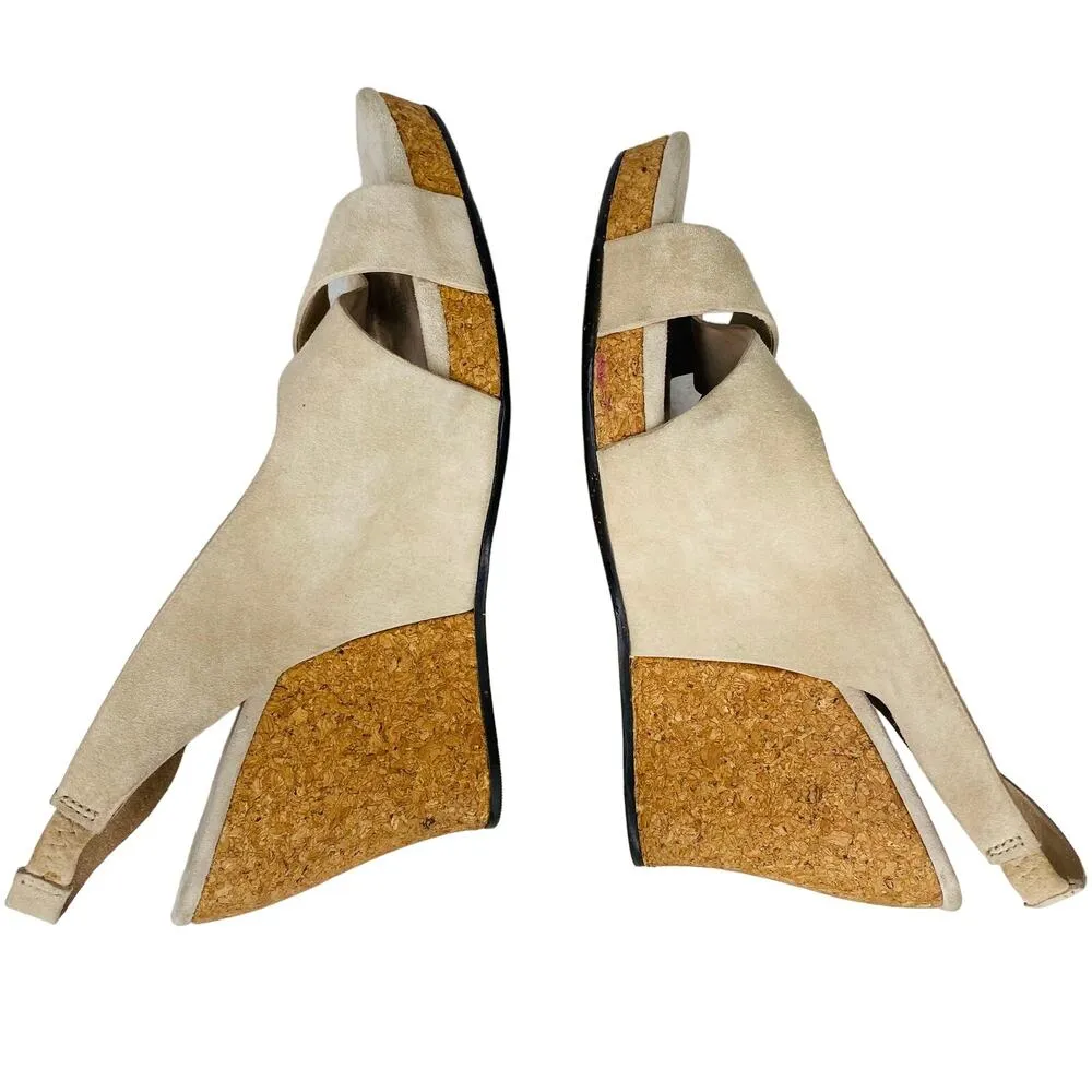 Ugg Hazel Sandals Suede 10 Beige Cork Wedge 4" Heels - Image 6
