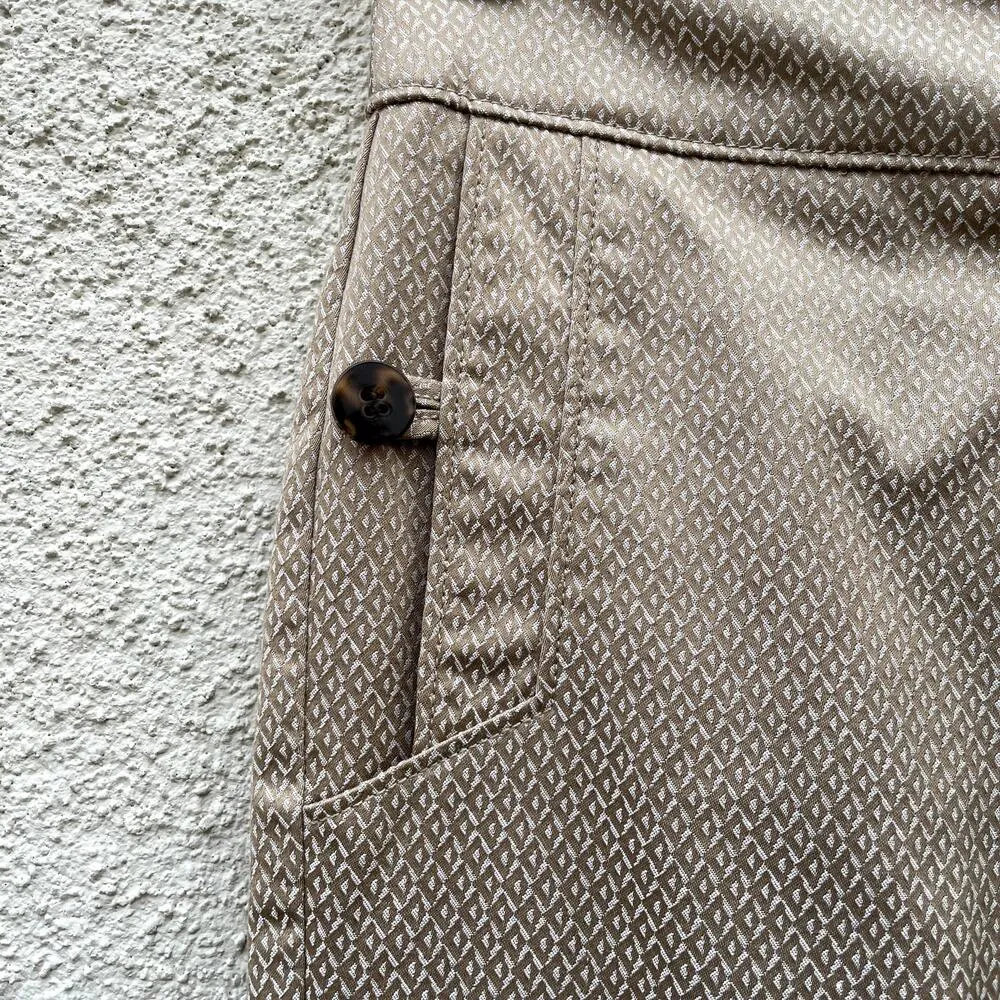 Talbots Jacquard Diamond Slacks 6P Gold Tan Ivory White - Image 3