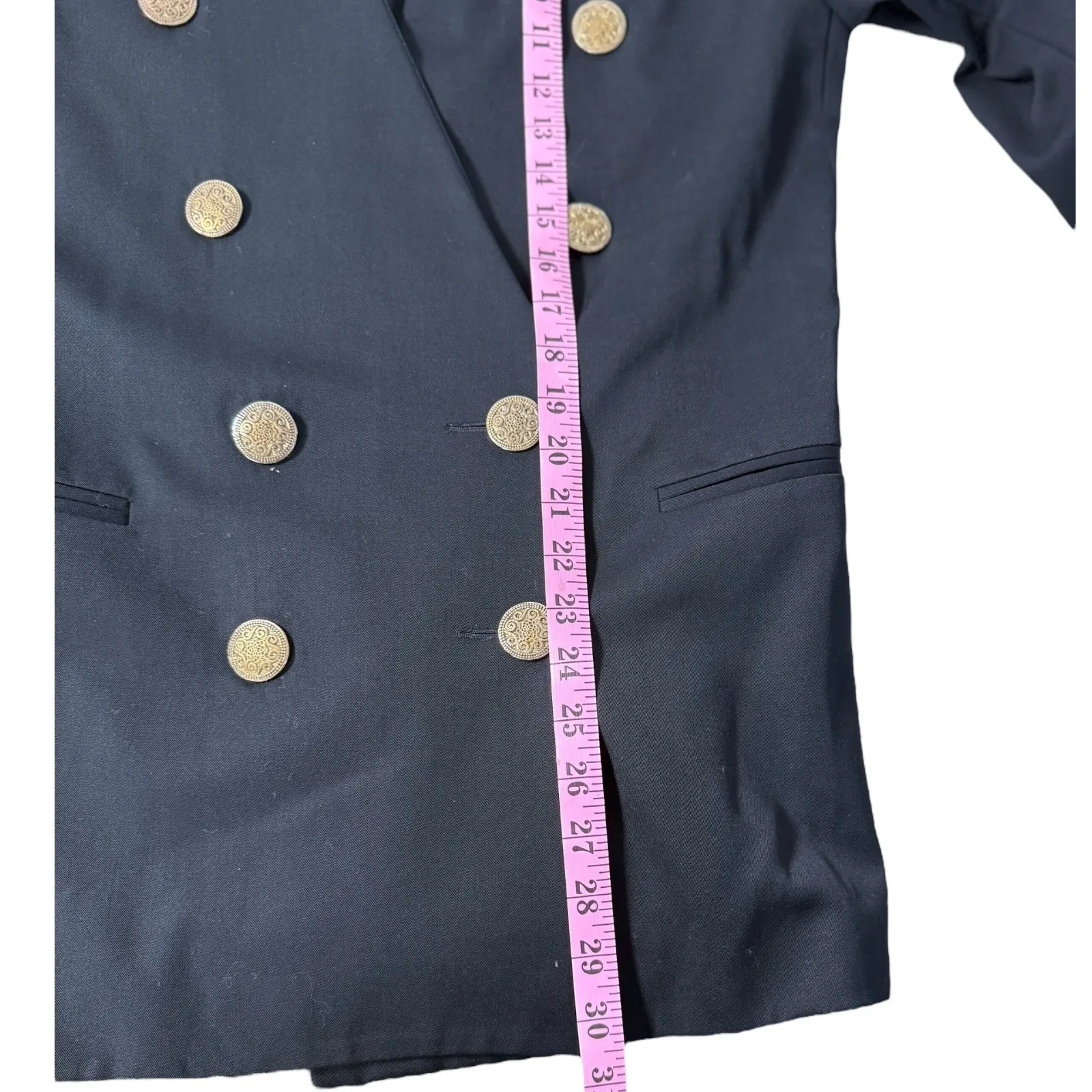 Neiman Marcus VTG Black Double Breasted Blazer Gold Button Blazer 100% Wool Sz 8 - Image 7