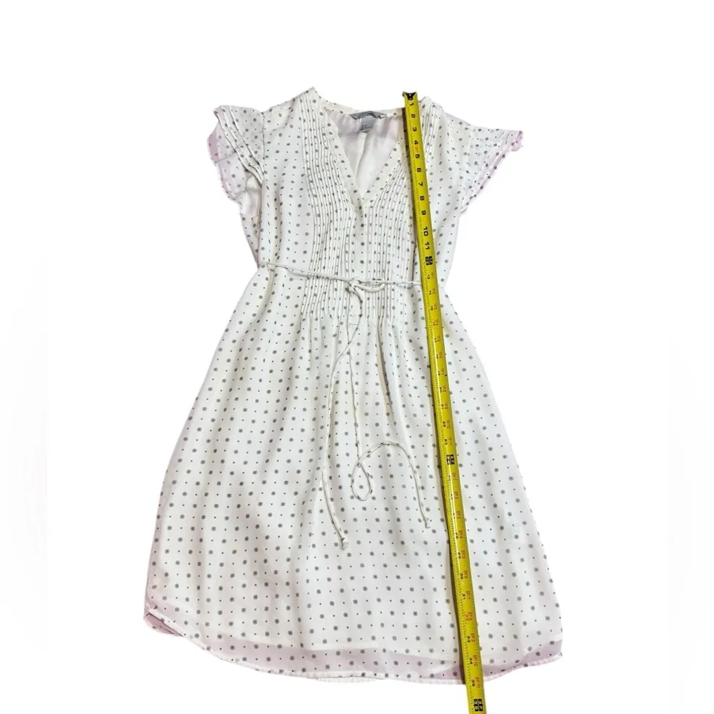 H&M Black & White Pleated Button Front Short Sleeve Tie Waist‎ Shirt Dress Sz 8 - Image 9