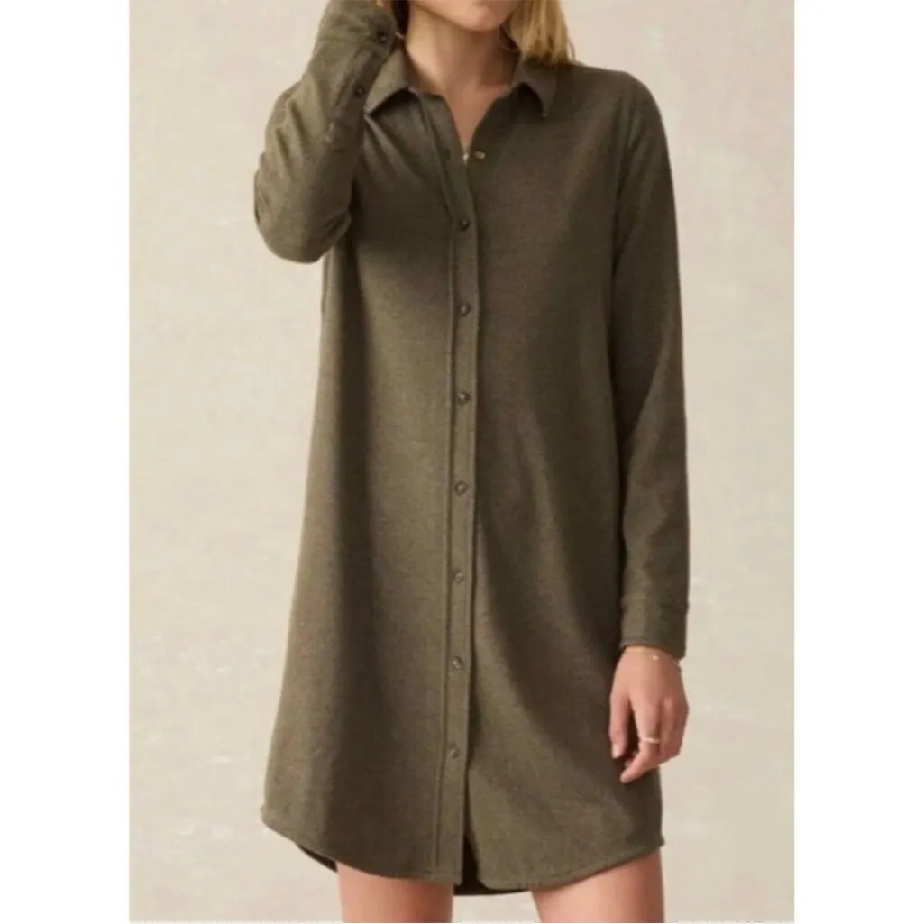 Faherty Legend Knit Sweater Dress in Olive Green Melange Twill Size S - Image 3