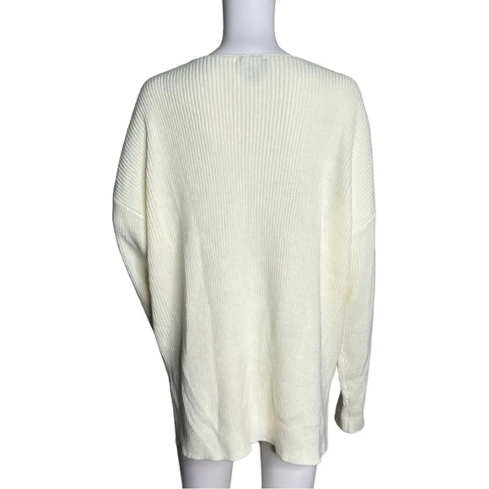 Lumiere Sweater Womens Medium Cream Chunky Knit Casual Preppy Neutral Minimalist - Image 3
