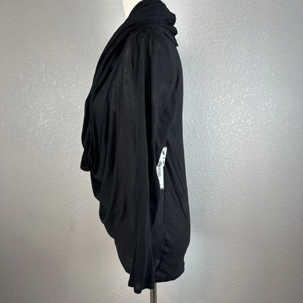 Alice + Olivia Base Womens Wrap Neck Top Cardigan Size XS Black Jersey Lyocell - Image 4