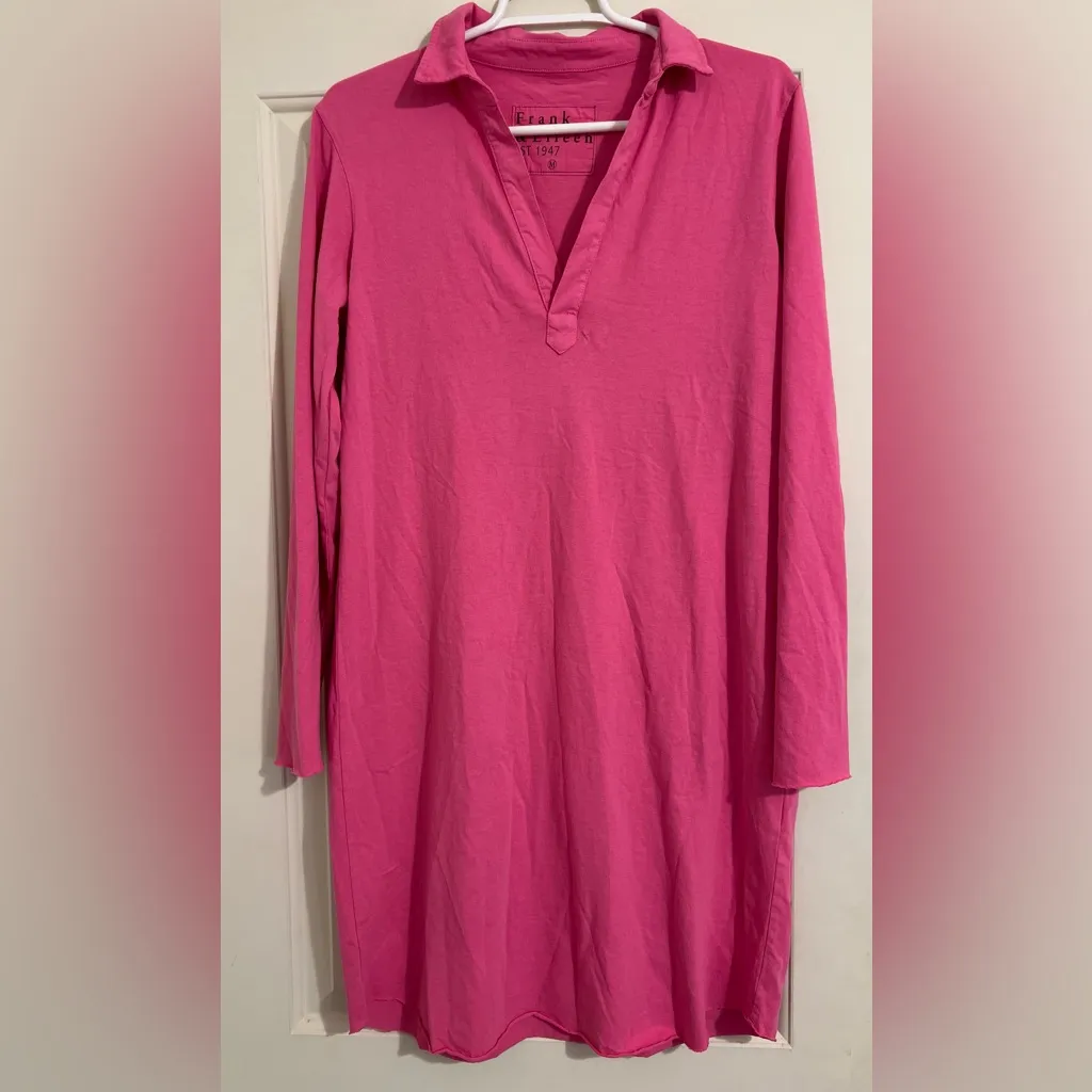 Frank & Eileen $188 Nicole Henley Polo Shirt Dress Bubblegum Pink RARE SOLD OUT - Image 4