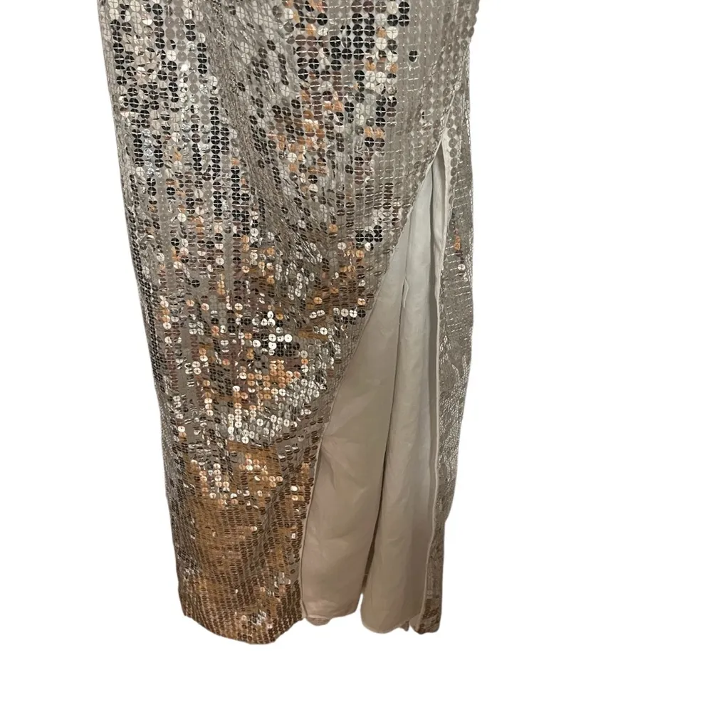 NEW NWT Majorelle Jovanna Sequin Embellished Cutout Maxi Gown In Silver - Image 6
