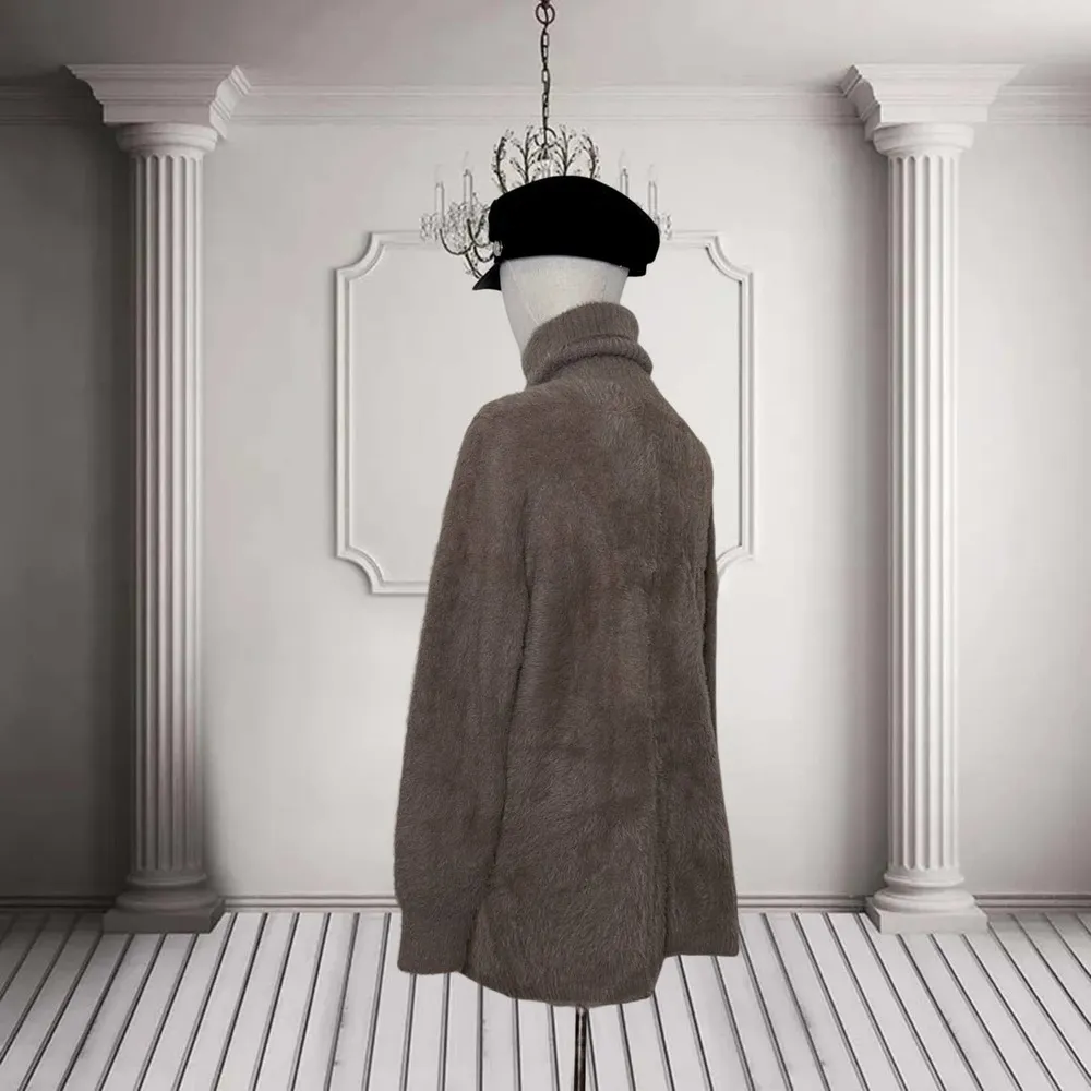 Women's ZARA Faux Fur Sweater (Brown Taupe M) - Image 3