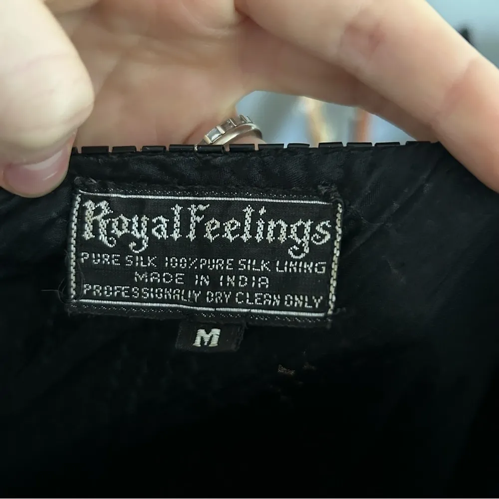 Vintage Sequin Flapper Mini Dress with Autumn Leaves Black Size M - Image 5