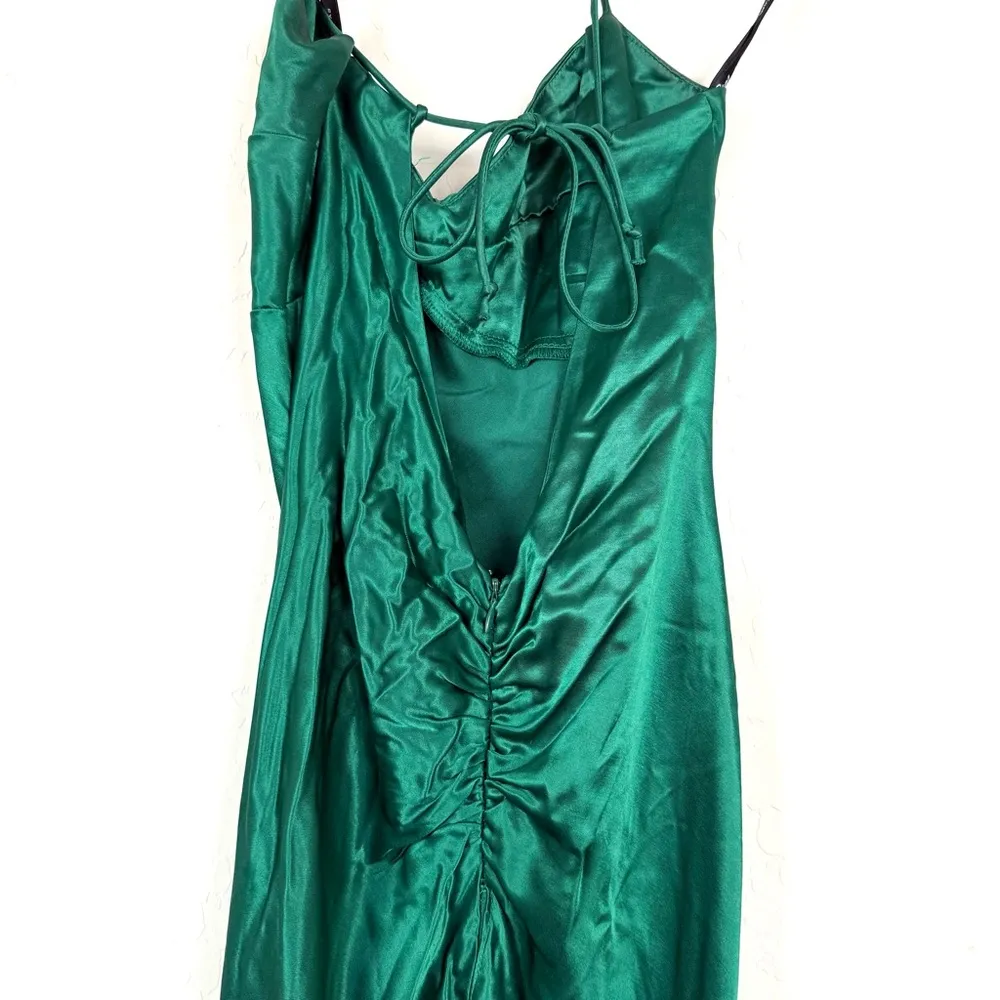 Vintage Zum Zum by Niki Livas Emerald Green Satin Halter Evening Gown Prom Dress Size 6 - Image 12