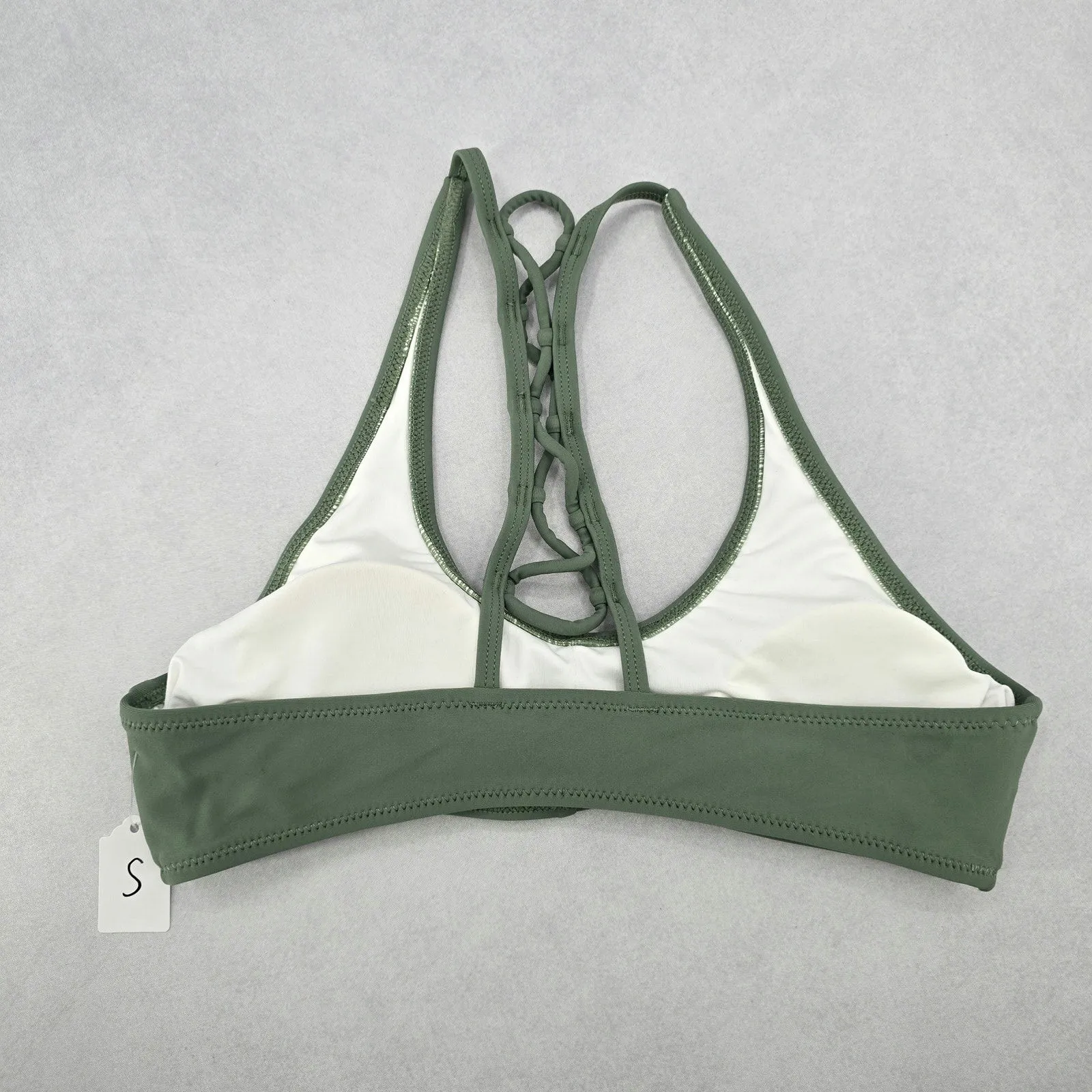 Green Crisscross Sports Bra Beach Padded Bikini Bralette‎ Swim Top S Small - Image 2