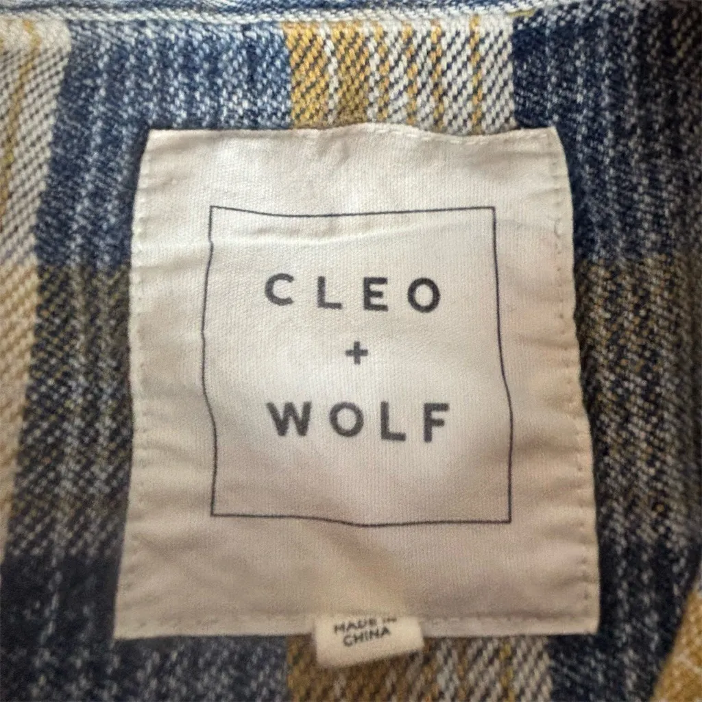 Cleo + Wolf Shacket Womens M Plaid Flannel Snap Front Denim Yoke Western - Image 4