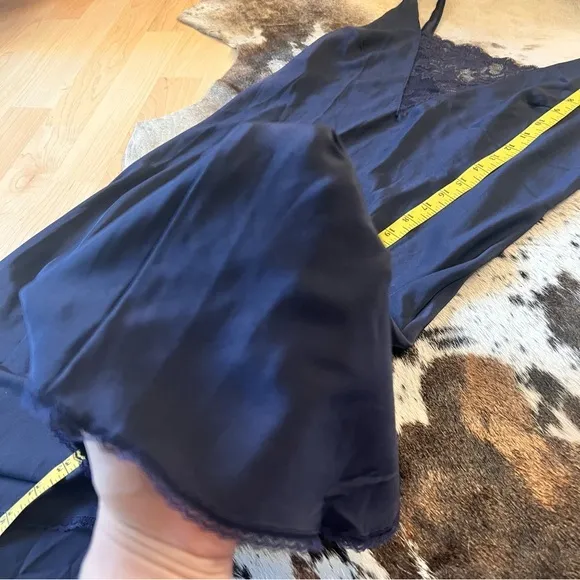 OLGA Vintage‎ Navy Lace Trim Slip Midi Dress Size 34 Blue - Image 9