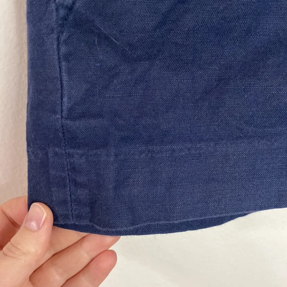 J Crew Factory navy linen blend boardwalk pull on mini shorts 3” inseam size 4 Blue - Image 4